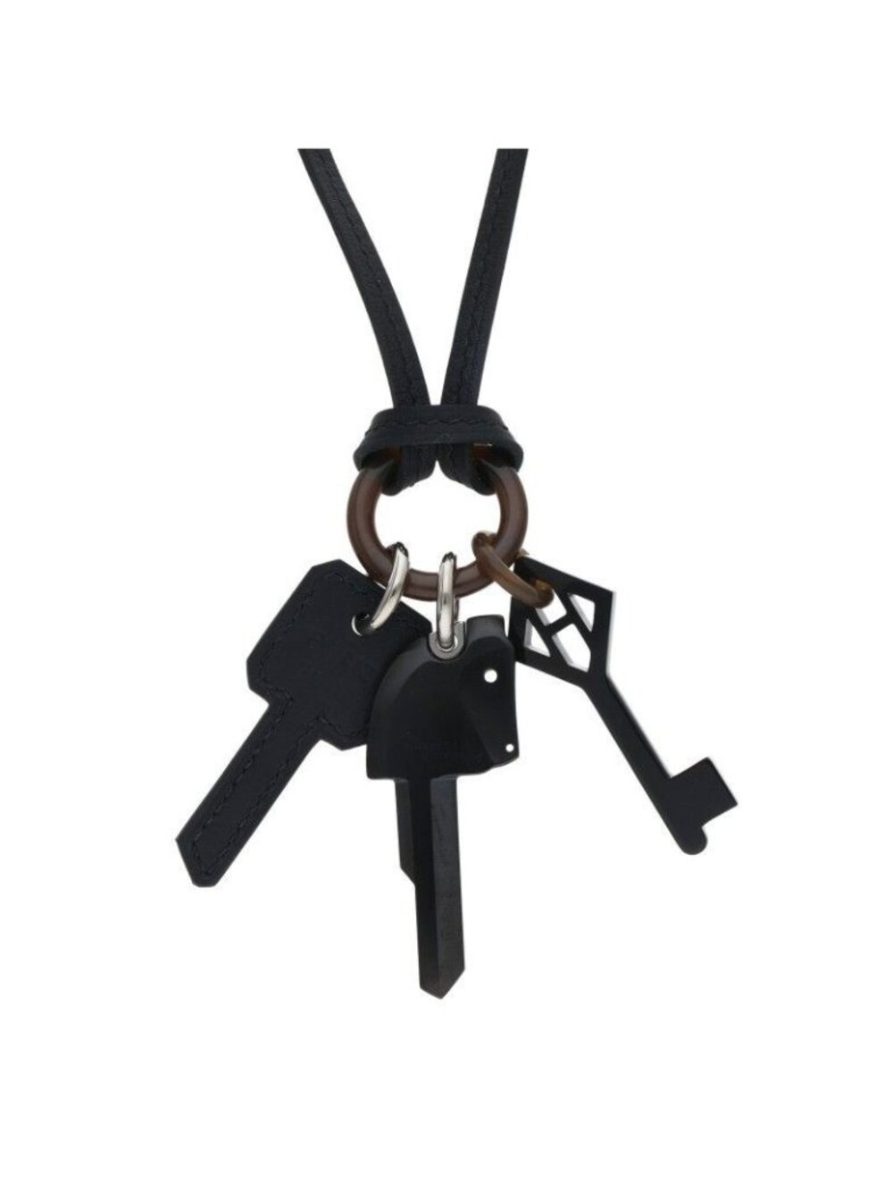 Hermes Crest Long Necklace Key Charm